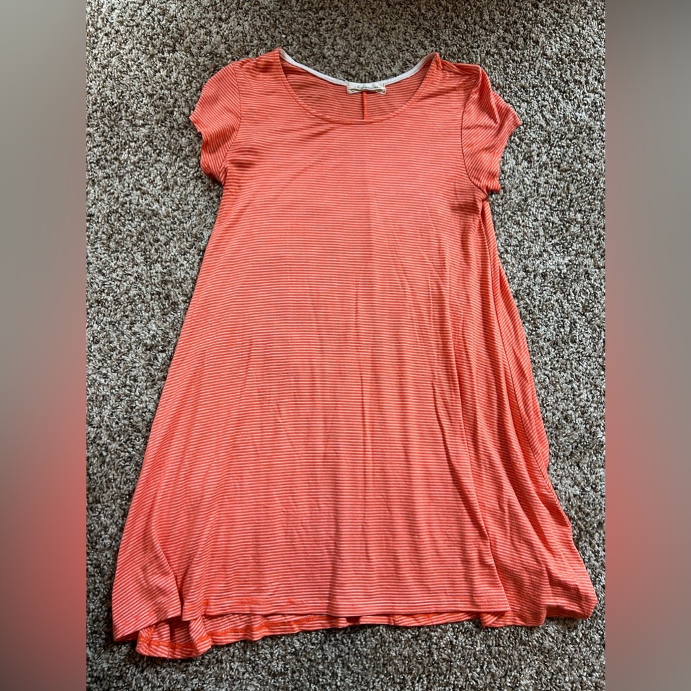 Orange Striped Tshirt Dress